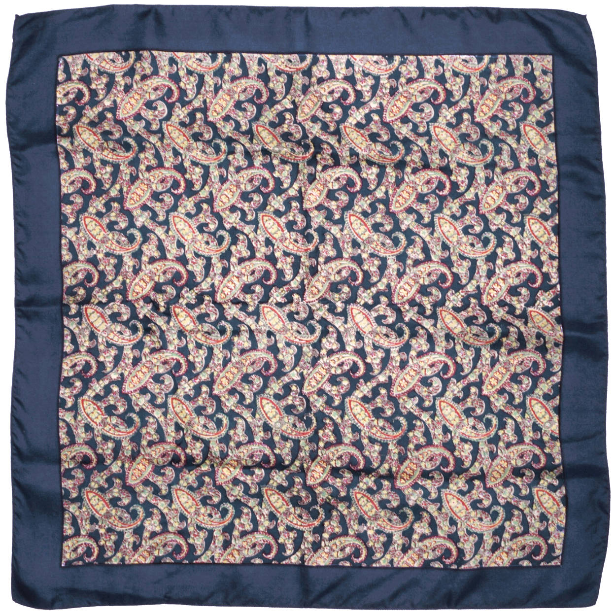 Vintage 1940s Liberty of London Paisley Silk Scarf Square w Cloth Label - Poppy's Vintage Clothing