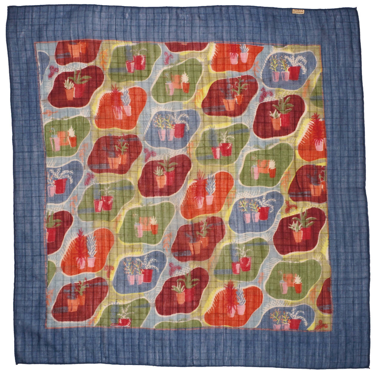 Vintage 1940s Liberty of London Wool Challis Scarf Novelty Print w Cloth Label - Poppy's Vintage Clothing