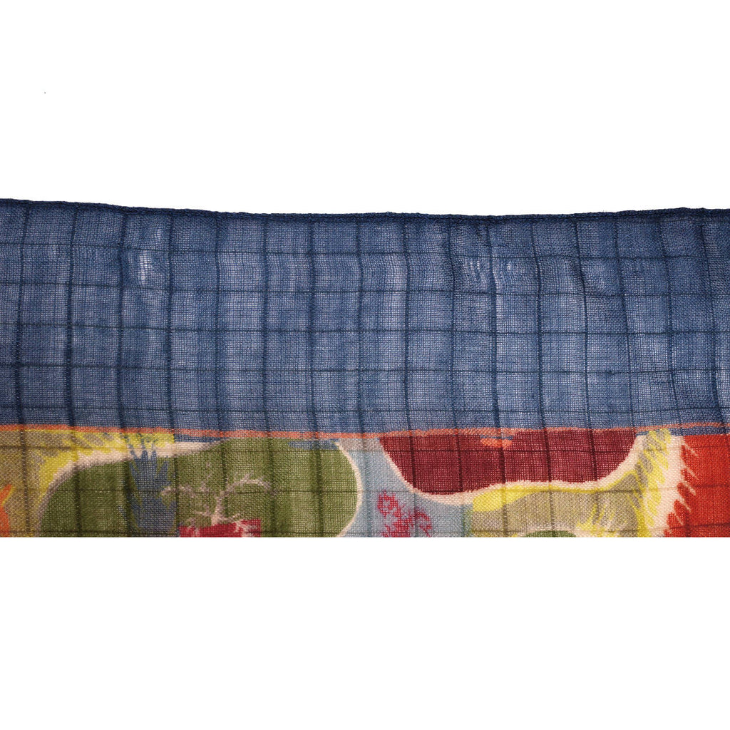 Vintage 1940s Liberty of London Wool Challis Scarf Novelty Print w Cloth Label - Poppy's Vintage Clothing