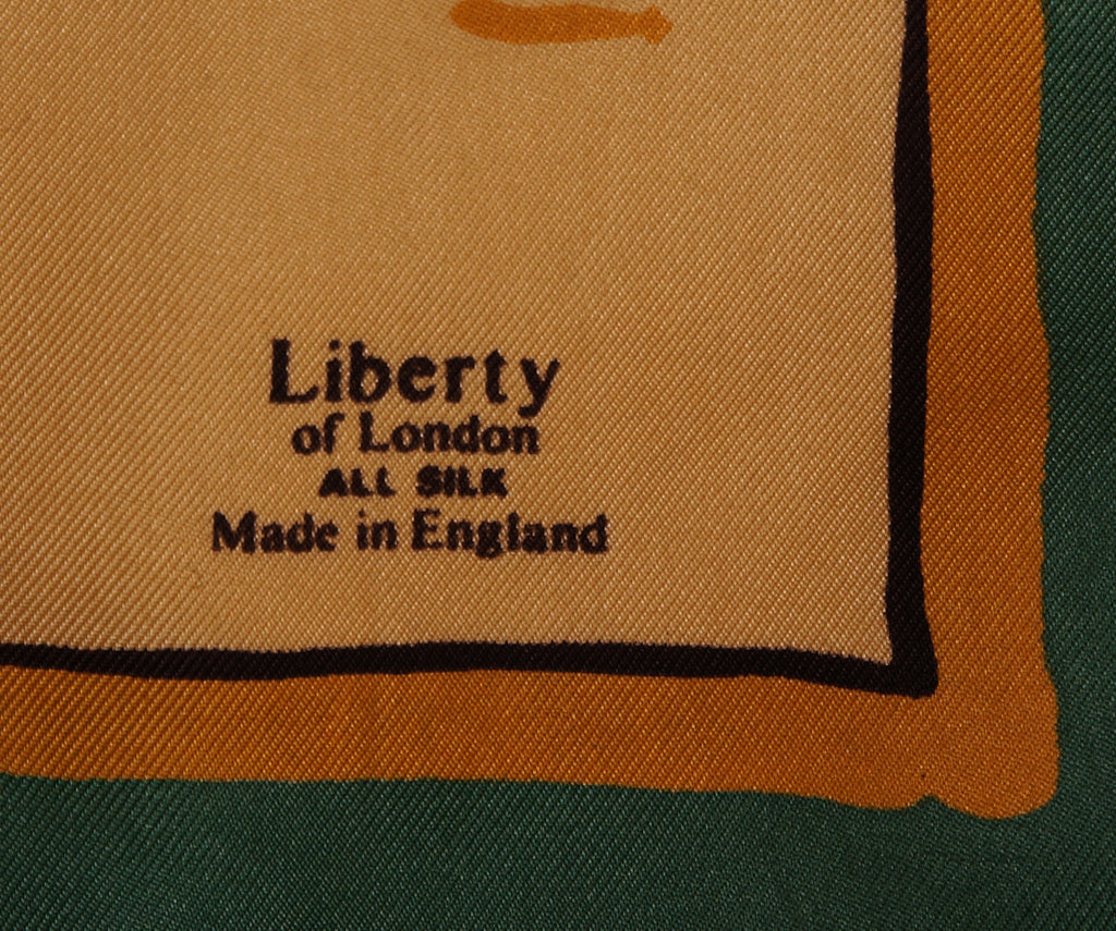 Vintage 50s Liberty of London Silk Twill Scarf with Japanese Lantern Design - Poppy's Vintage Clothing