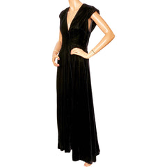 Vintage 1970s Lillie Rubin Black Velvet Evening Gown Dress Collection 700 Size M - Poppy's Vintage Clothing