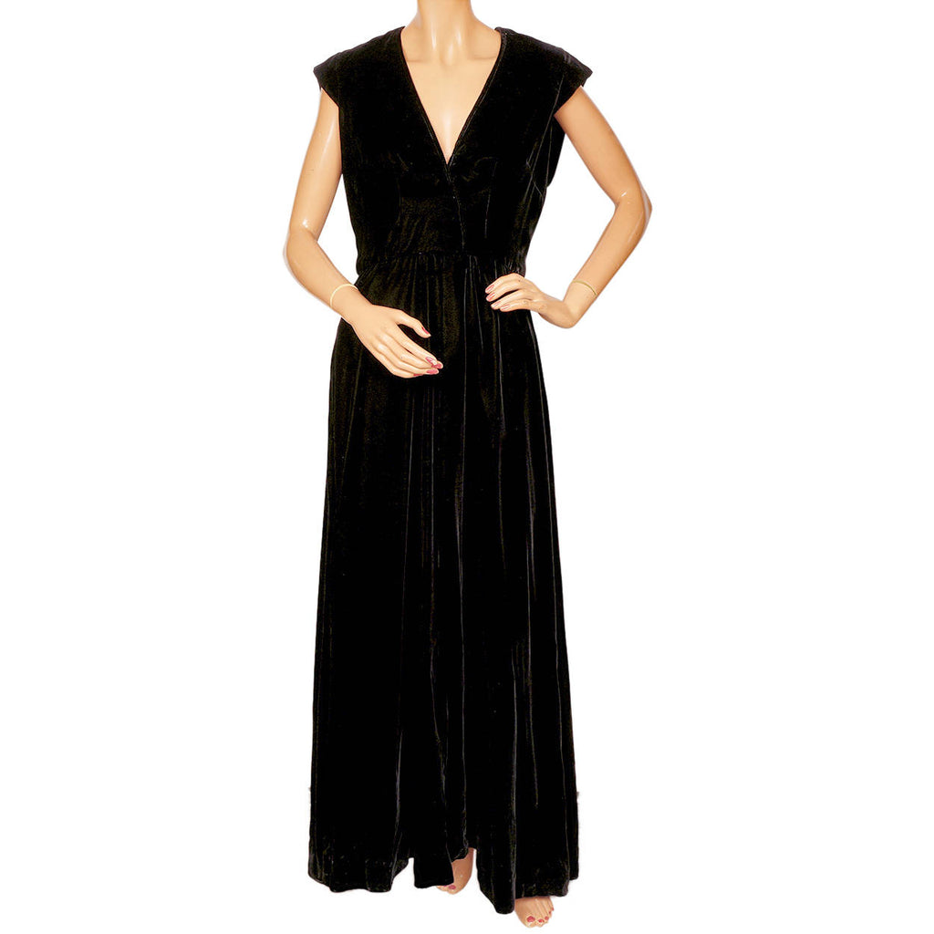 Vintage 1970s Lillie Rubin Black Velvet Evening Gown Dress Collection 700 Size M - Poppy's Vintage Clothing