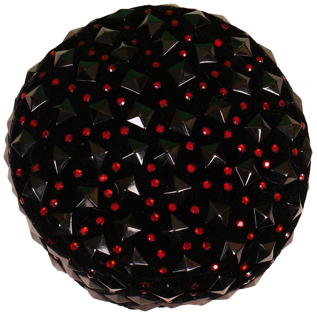 Vintage Lilly Dache Pillbox Hat - 1950s or early 1960s  - Black Velvet w Red Rhinestones Size S - Poppy's Vintage Clothing