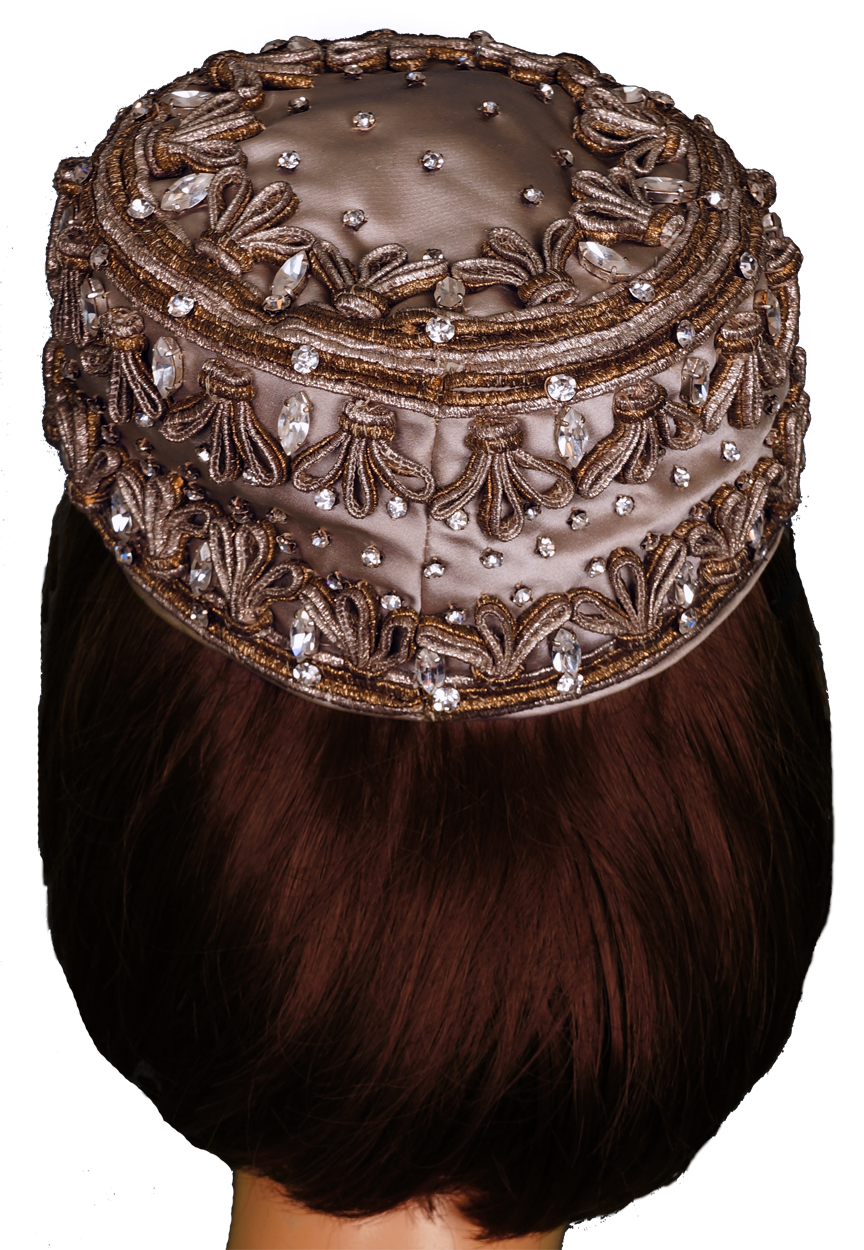 Vintage Lilly Dache Pillbox Hat - 1950s or early 1960s - w Gold & Silver Braid & Rhinestones Size S - Poppy's Vintage Clothing