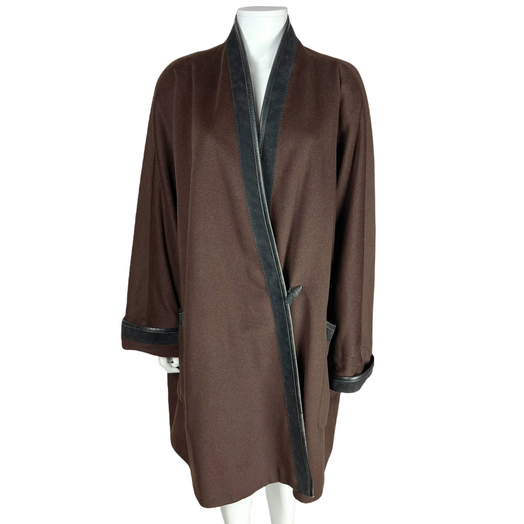 Vintage Ladies Wool Kimono Coat Lily Simon Made in France Sz XL