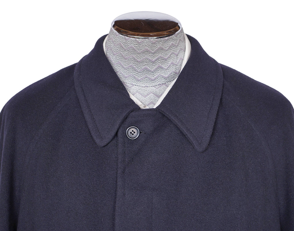 Vintage Pure Cashmere Mens Overcoat Linea Due Navy Blue Coat Large XL 46 - Poppy's Vintage Clothing