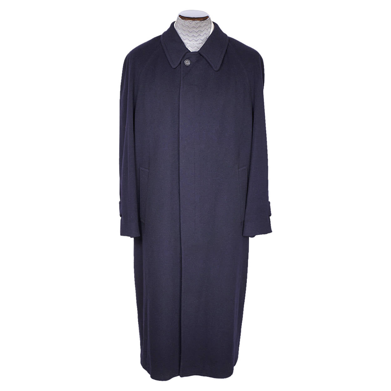 Vintage Pure Cashmere Mens Overcoat Linea Due Navy Blue Coat Large XL 46 - Poppy's Vintage Clothing