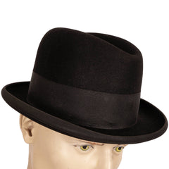 Vintage Lock and Co English Homburg Hat - Black Formal Fedora Size 7 1/8 to 7 1/4 - Poppy's Vintage Clothing