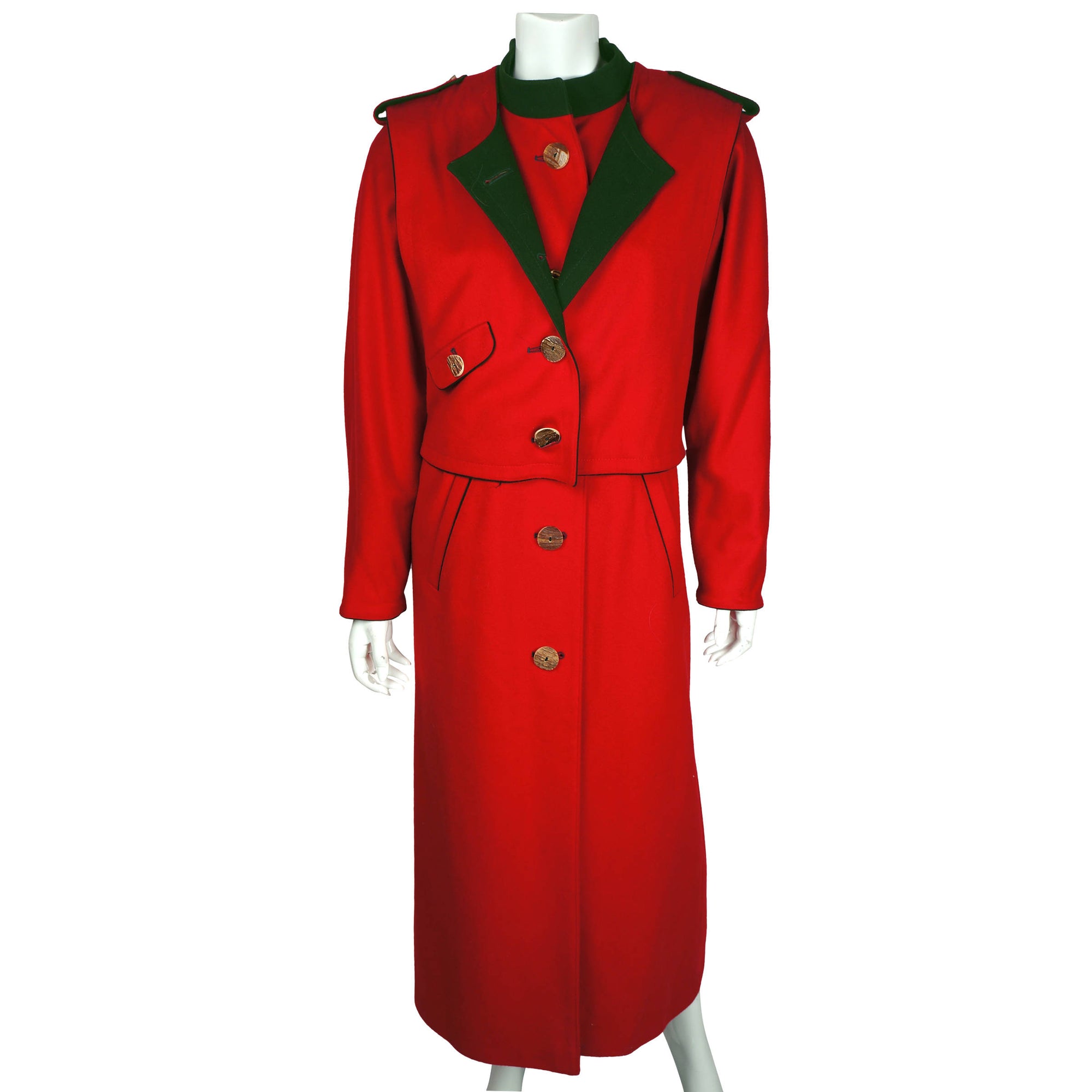 Vintage Red Wool Coat w Vest Lodenfrey Austria 