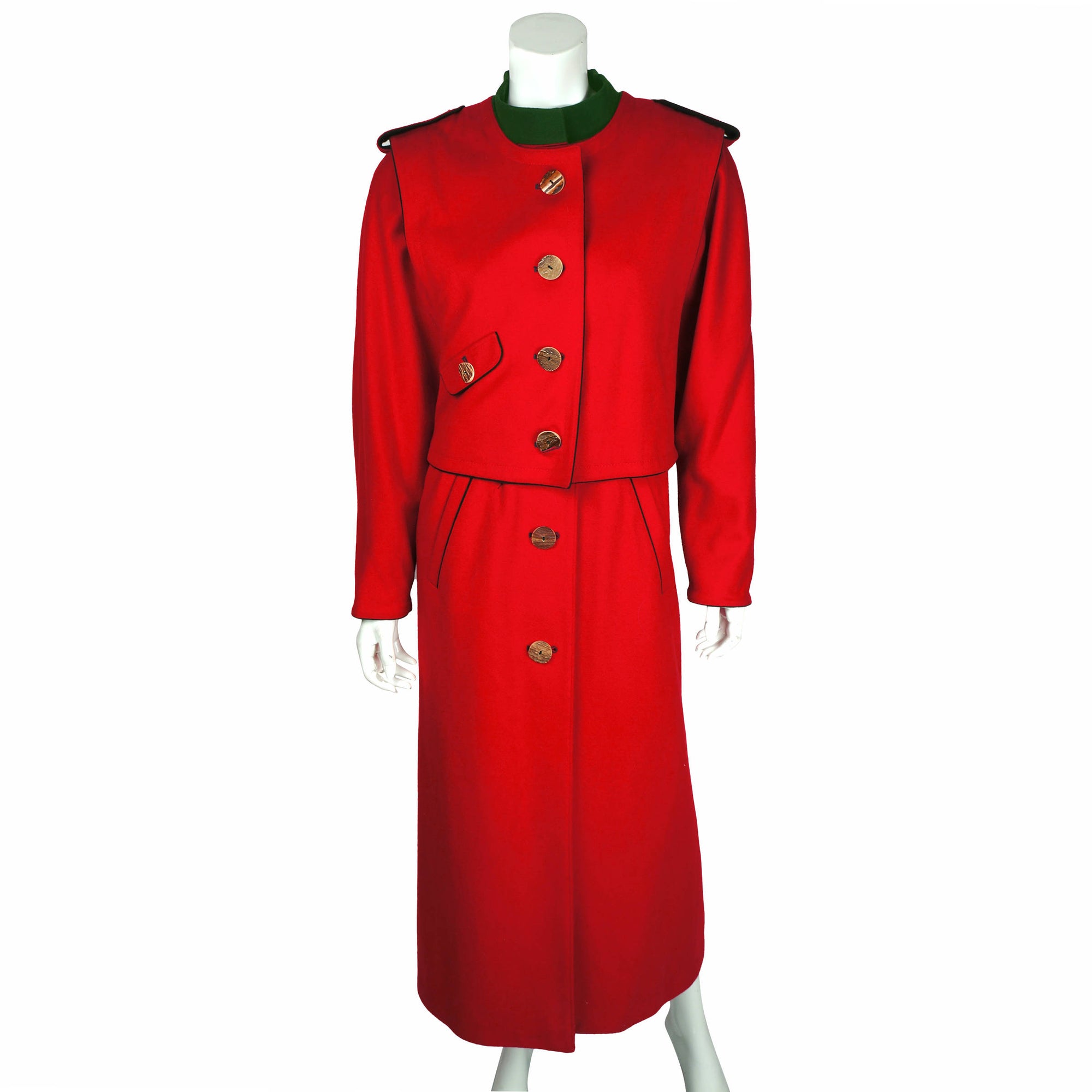 Vintage Red Wool Coat w Vest Lodenfrey Austria 