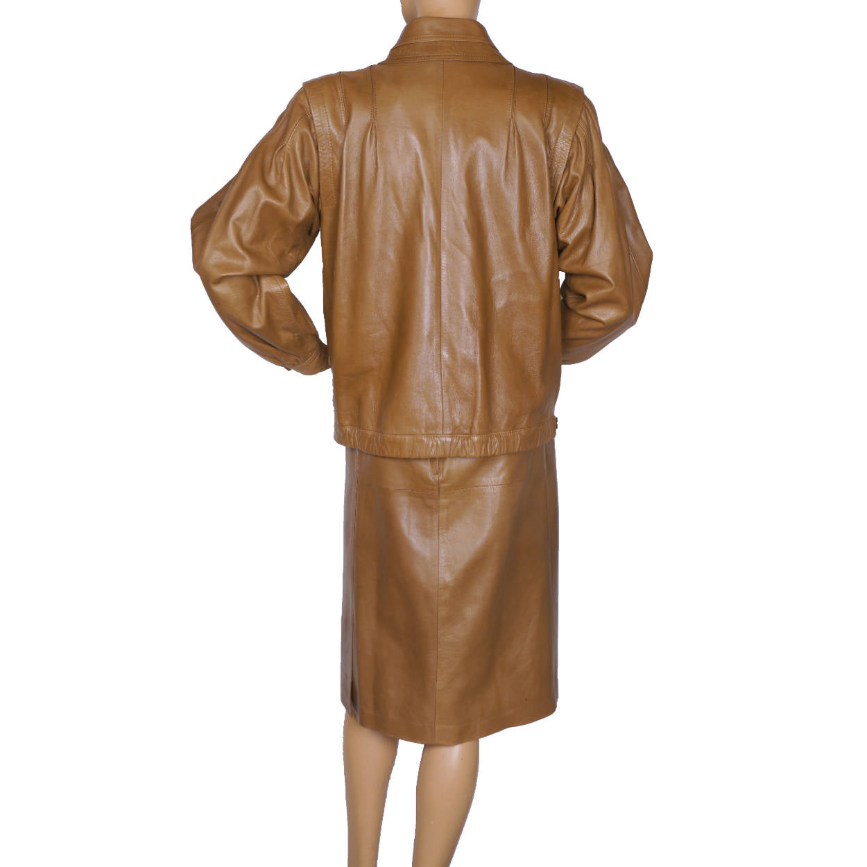 Vintage 1980s Loewe Leather Jacket and Skirt Spanish Luxury Brand Ladies M 40 - Poppy's Vintage Clothing