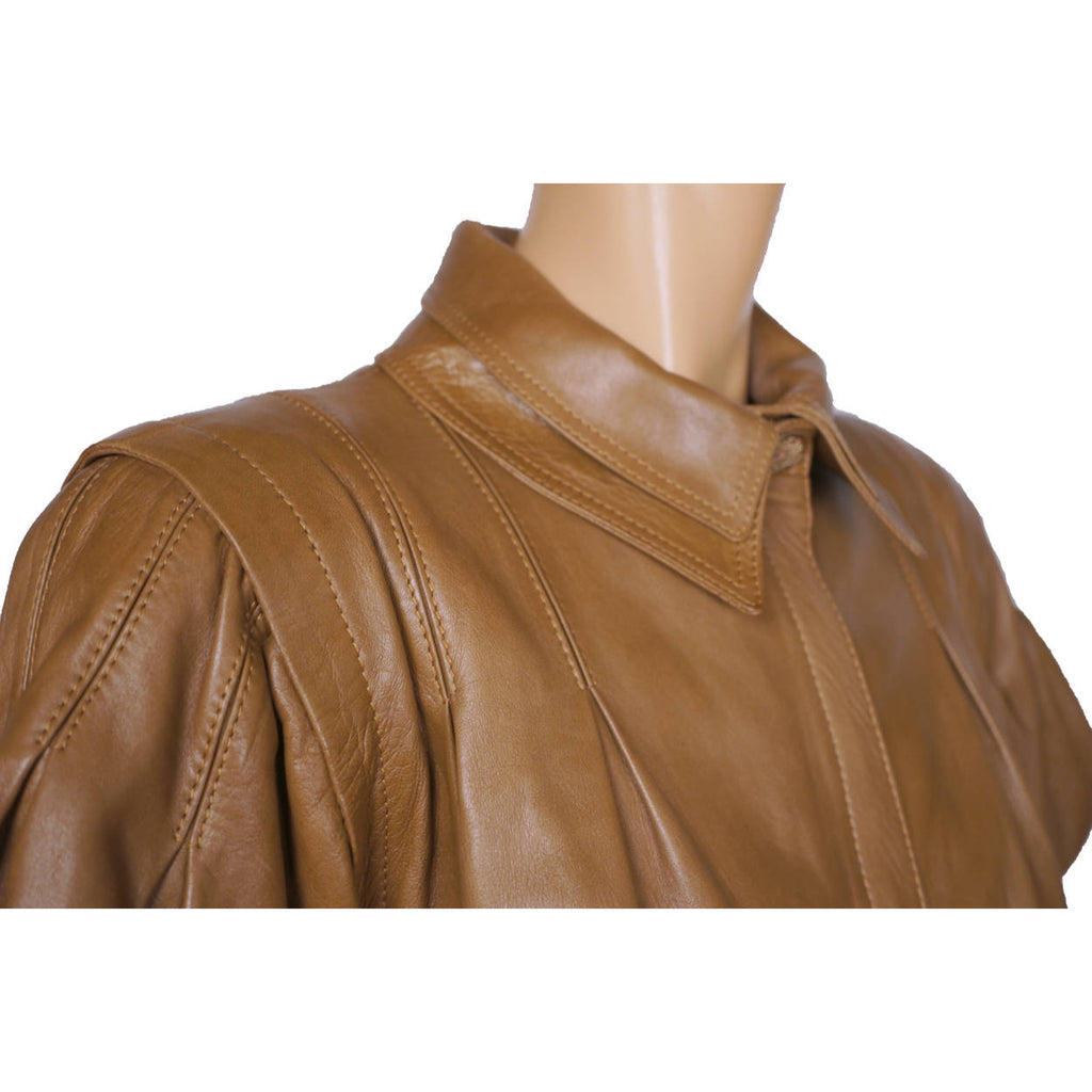 Vintage 1980s Loewe Leather Jacket and Skirt Spanish Luxury Brand Ladies M 40 - Poppy's Vintage Clothing