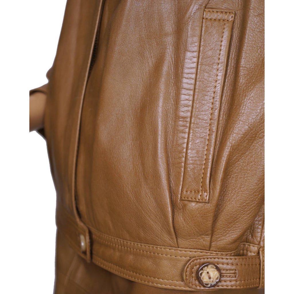 Vintage 1980s Loewe Leather Jacket and Skirt Spanish Luxury Brand Ladies M 40 - Poppy's Vintage Clothing