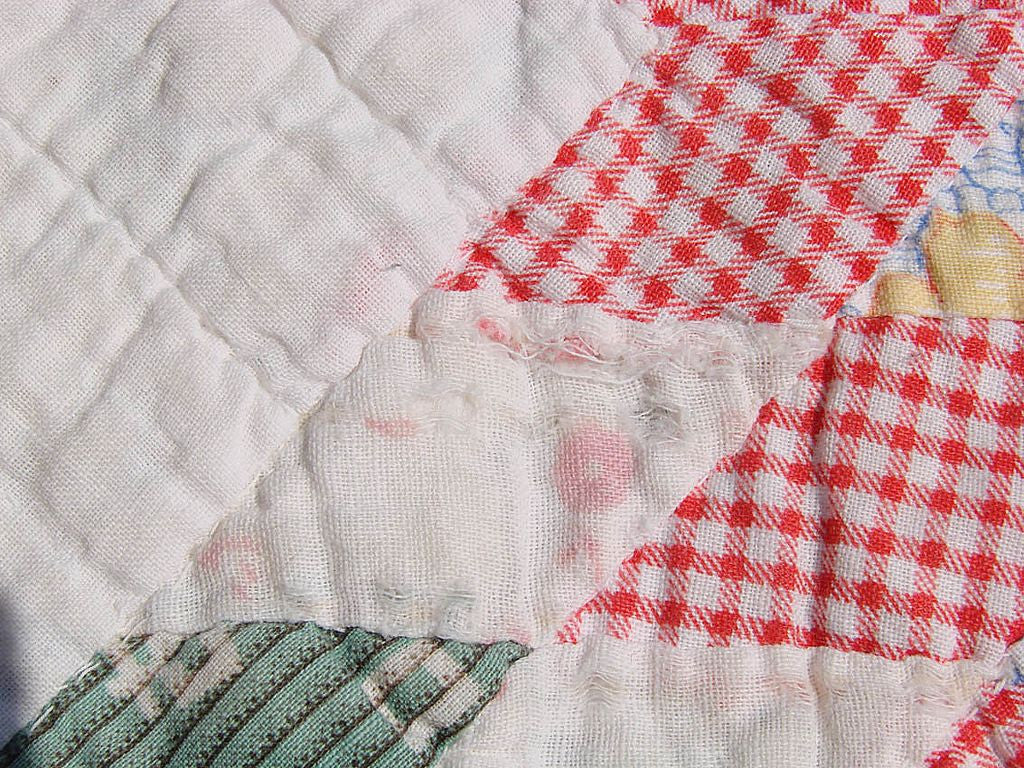 Vintage 1930s Quilt Lone Star Pattern - Hand Sewn - Poppy's Vintage Clothing