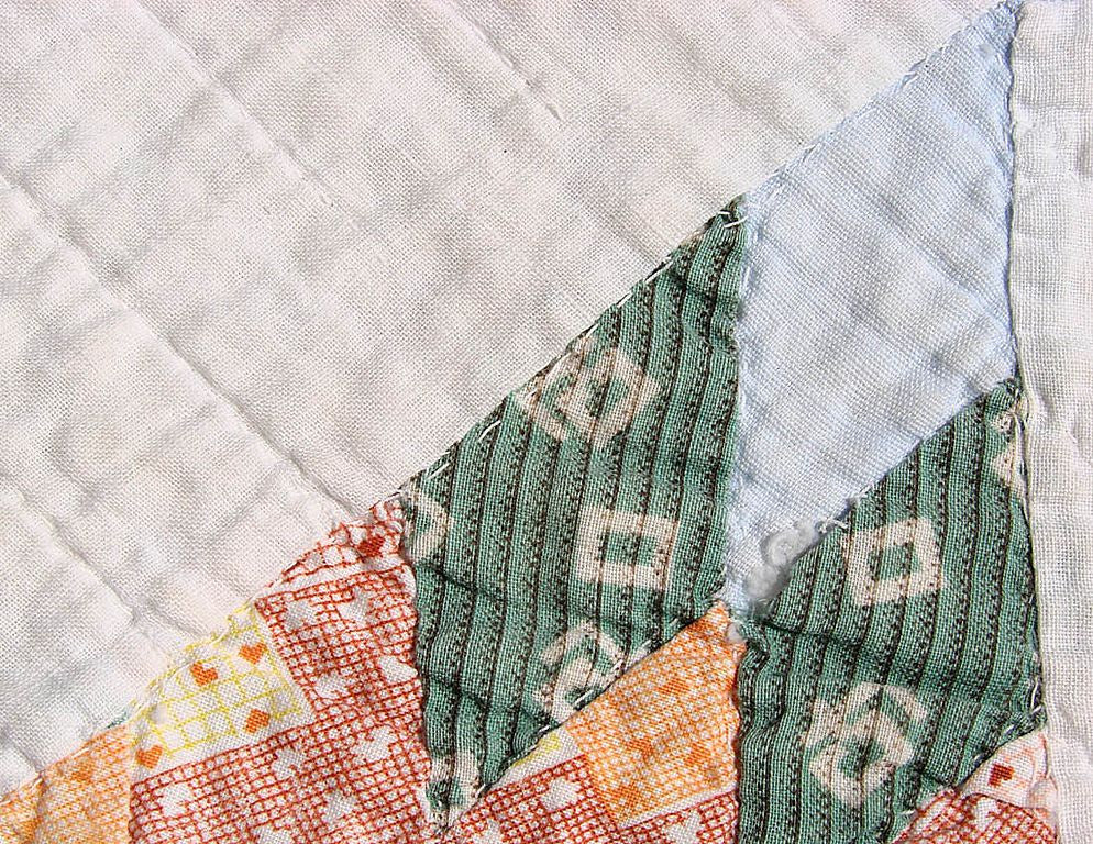 Vintage 1930s Quilt Lone Star Pattern - Hand Sewn - Poppy's Vintage Clothing