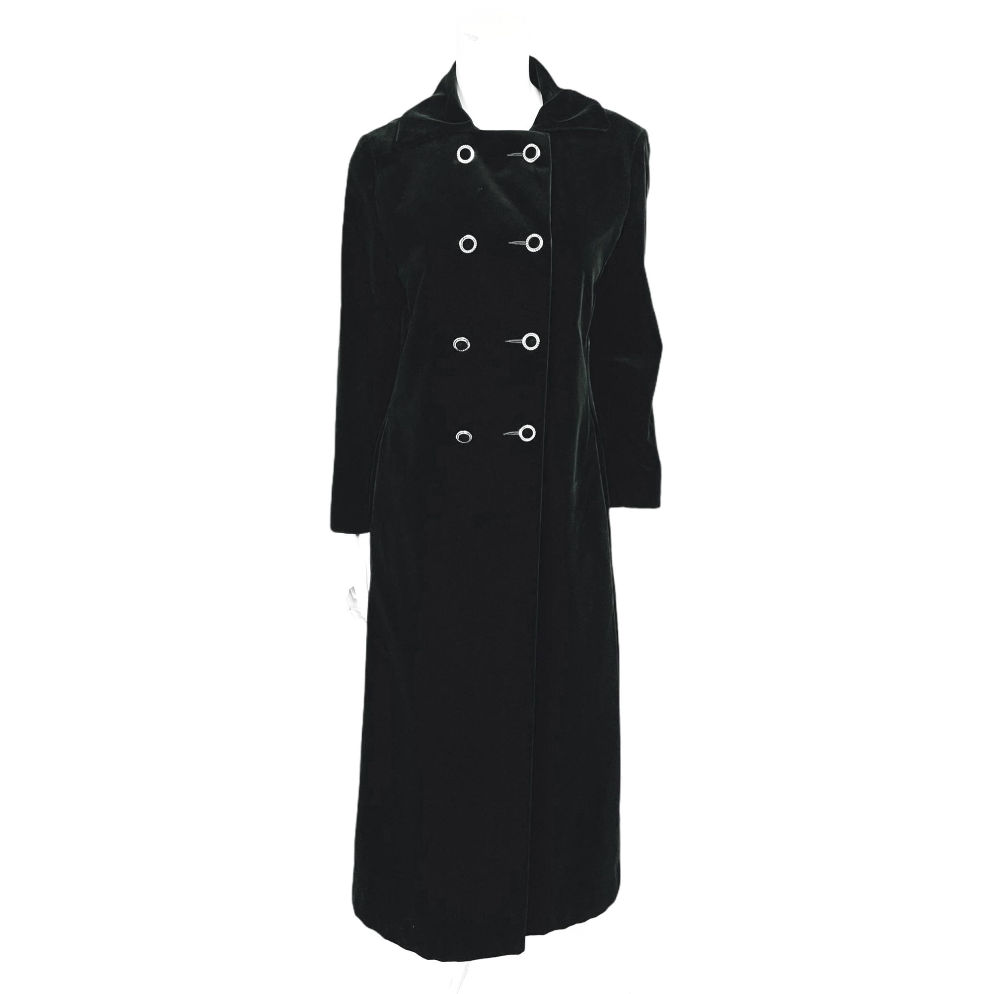 Vintage 1970s Black Velvet Maxi Coat Lou Ritchie Canada