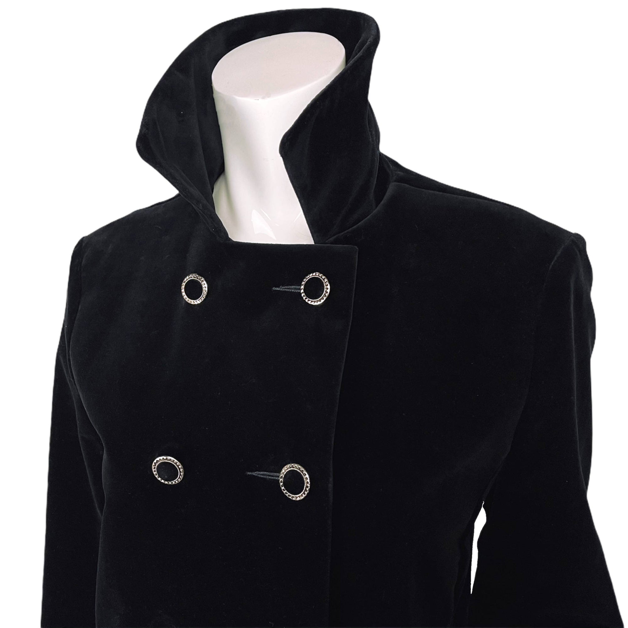 Vintage 1970s Black Velvet Maxi Coat Lou Ritchie Canada