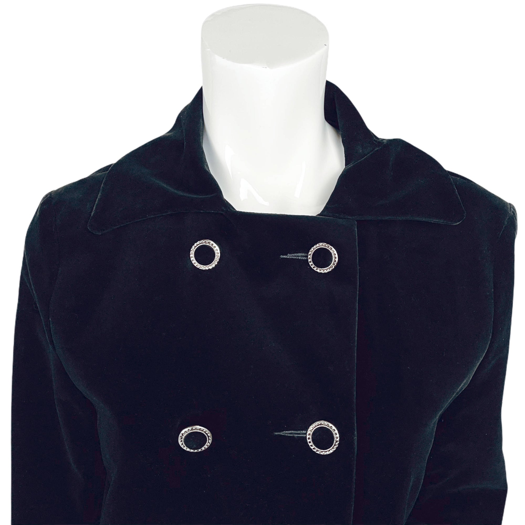 Vintage 1970s Black Velvet Maxi Coat Lou Ritchie Canada