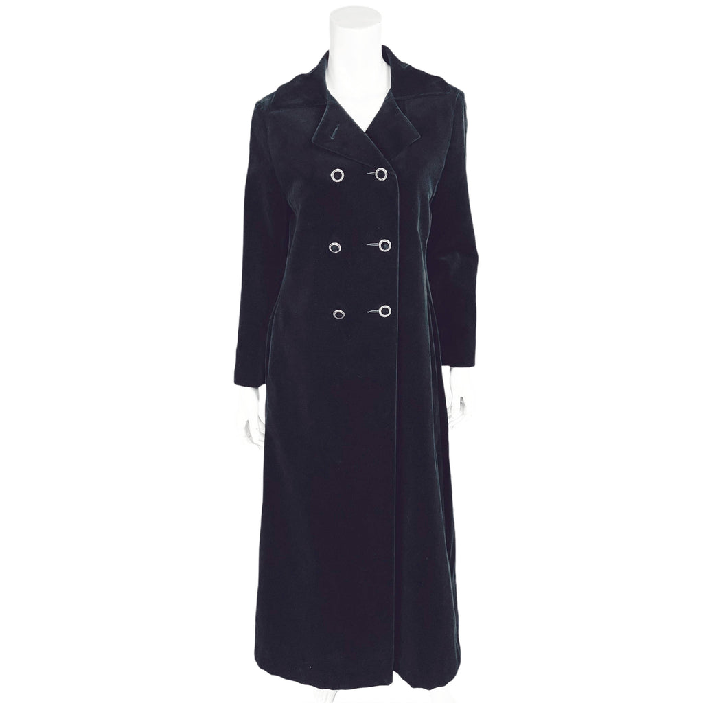 Vintage 1970s Black Velvet Maxi Coat Lou Ritchie Canada