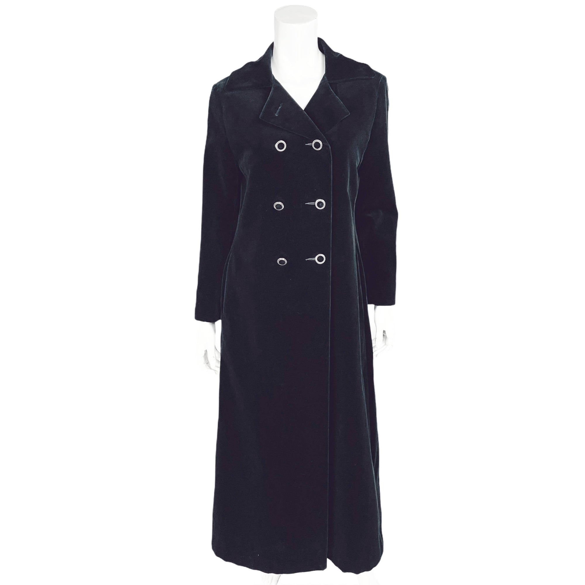 Vintage 1970s Black Velvet Maxi Coat Lou Ritchie Canada
