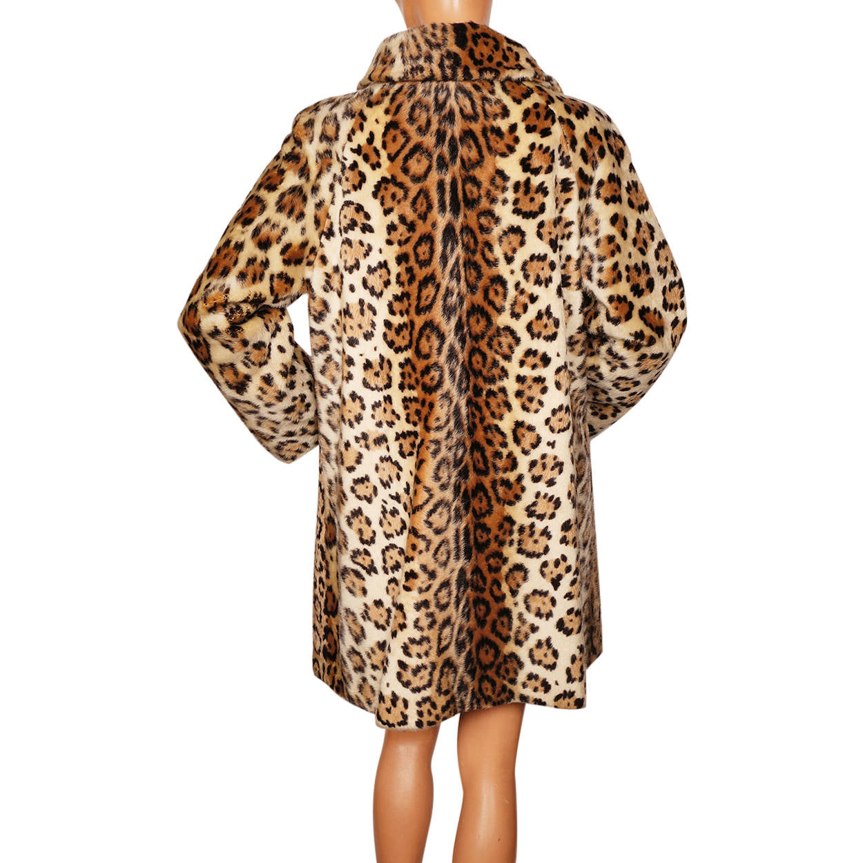 Vintage 1960s Faux Fur Leopard Coat 1960s Acrylic Pile Lou Ritchie Ladies Size M - Poppy's Vintage Clothing