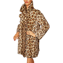 Vintage 1960s Faux Fur Leopard Coat 1960s Acrylic Pile Lou Ritchie Ladies Size M - Poppy's Vintage Clothing