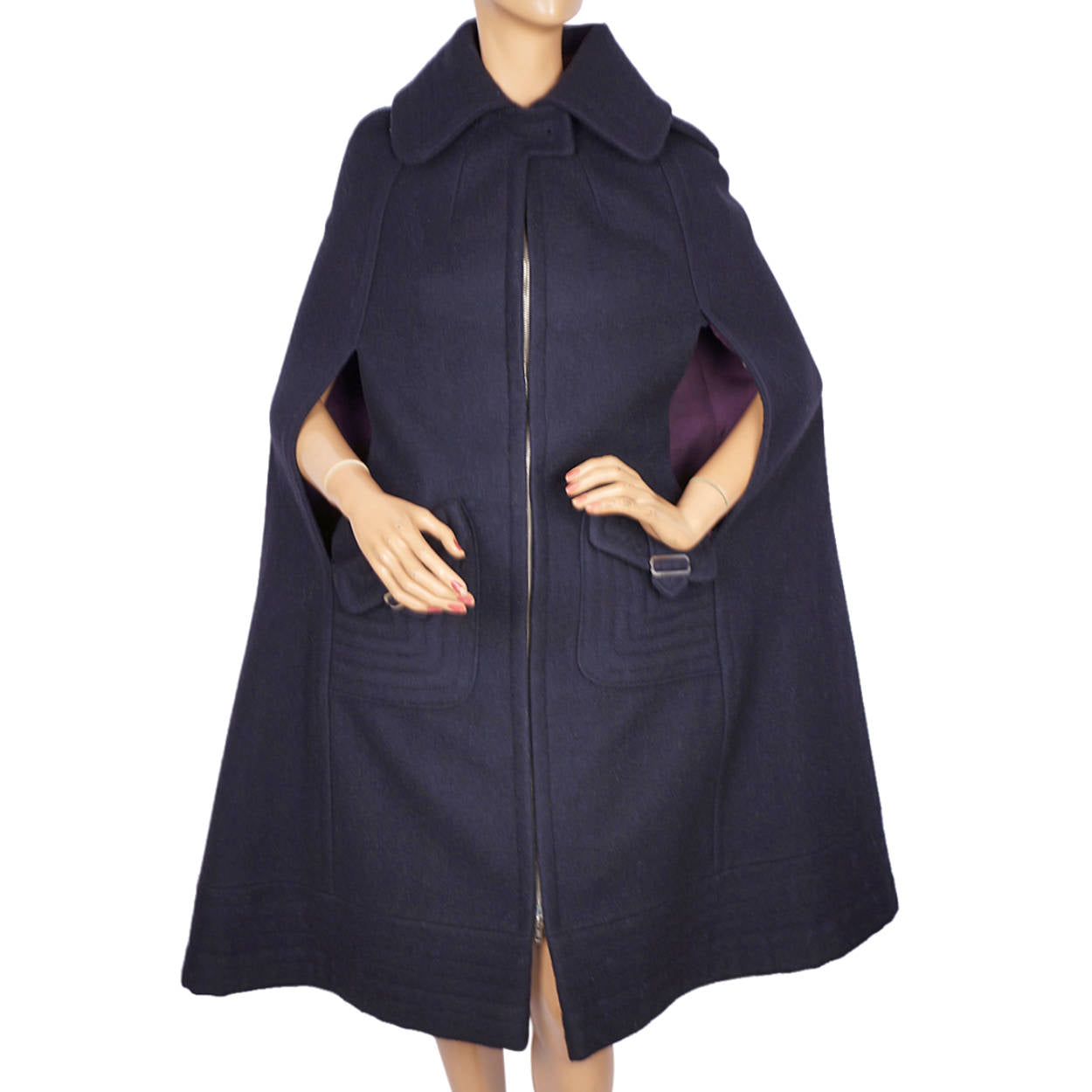 Vintage 1960s Mod Wool Cape Lou Ritchie for Rainmaster Canada Size S - Poppy's Vintage Clothing