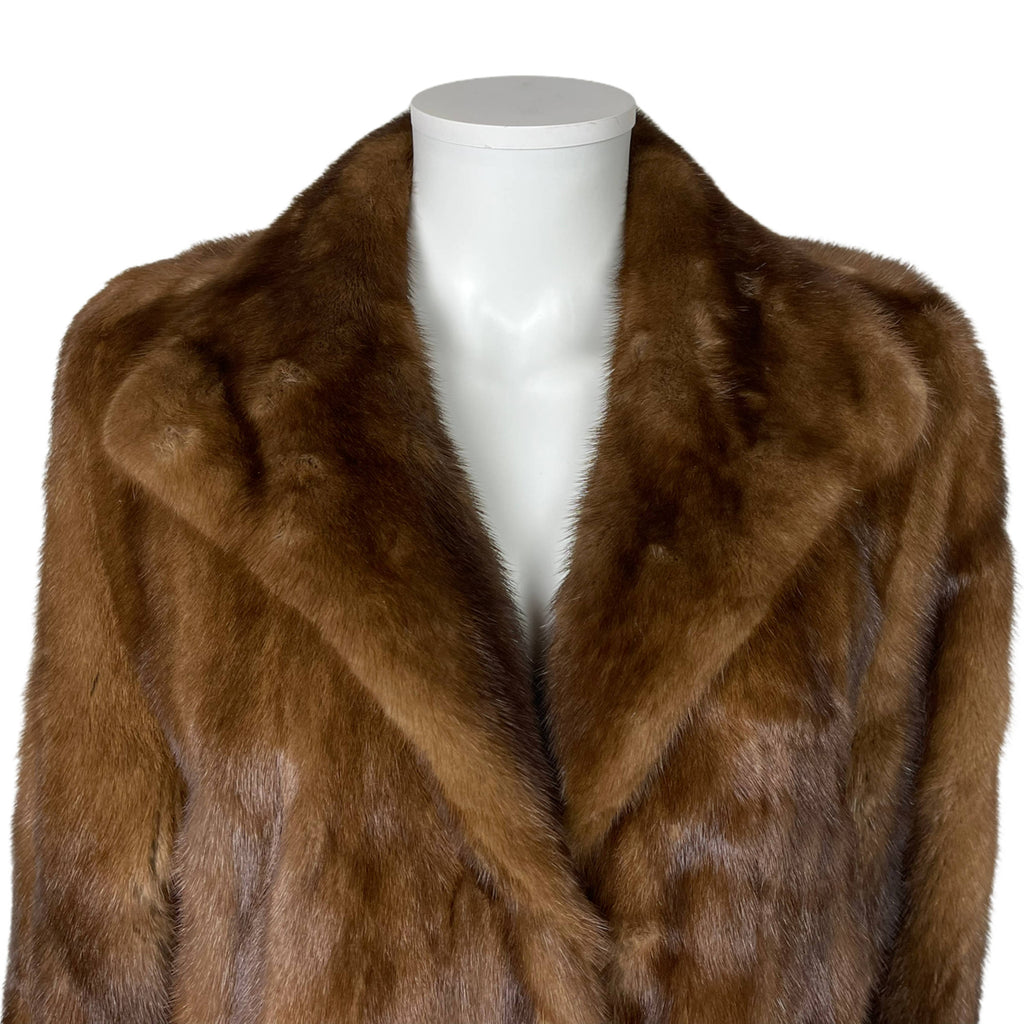 Vintage Louis Feraud Mink Coat Brown Female Pelts Size M L