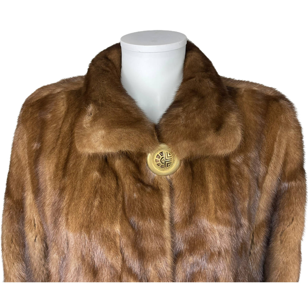 Vintage Louis Feraud Mink Coat Brown Female Pelts Size M L