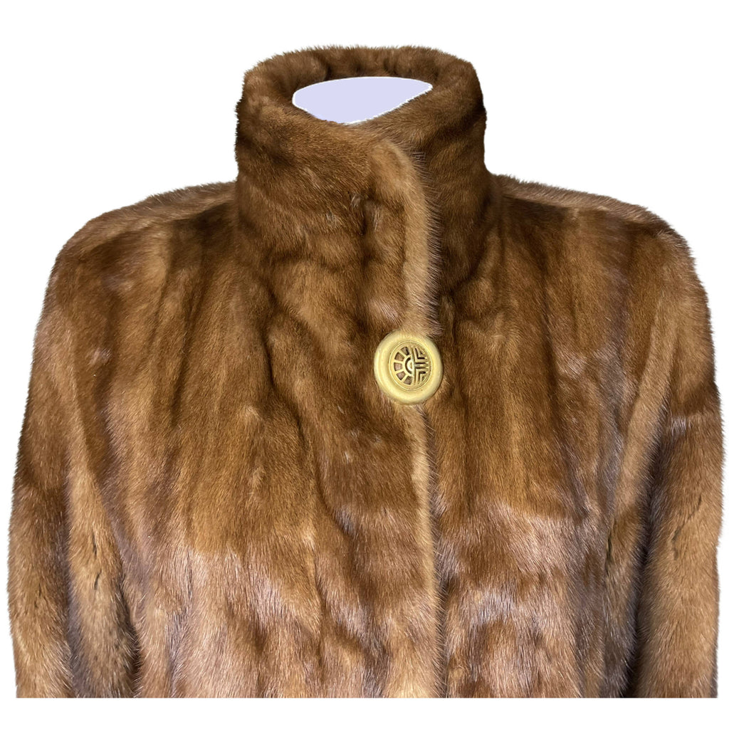 Vintage Louis Feraud Mink Coat Brown Female Pelts Size M L