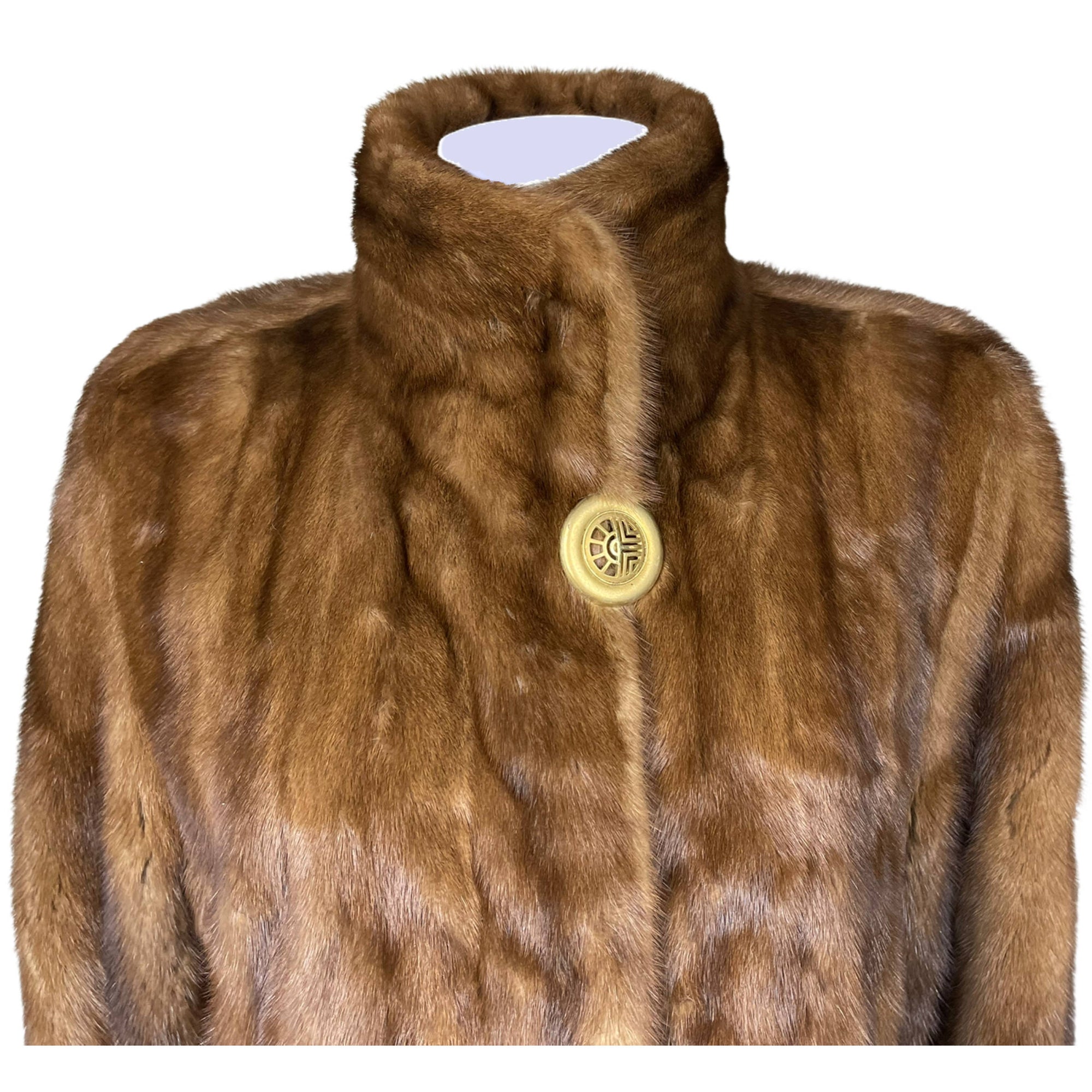 Vintage Louis Feraud Mink Coat Brown Female Pelts Size M L