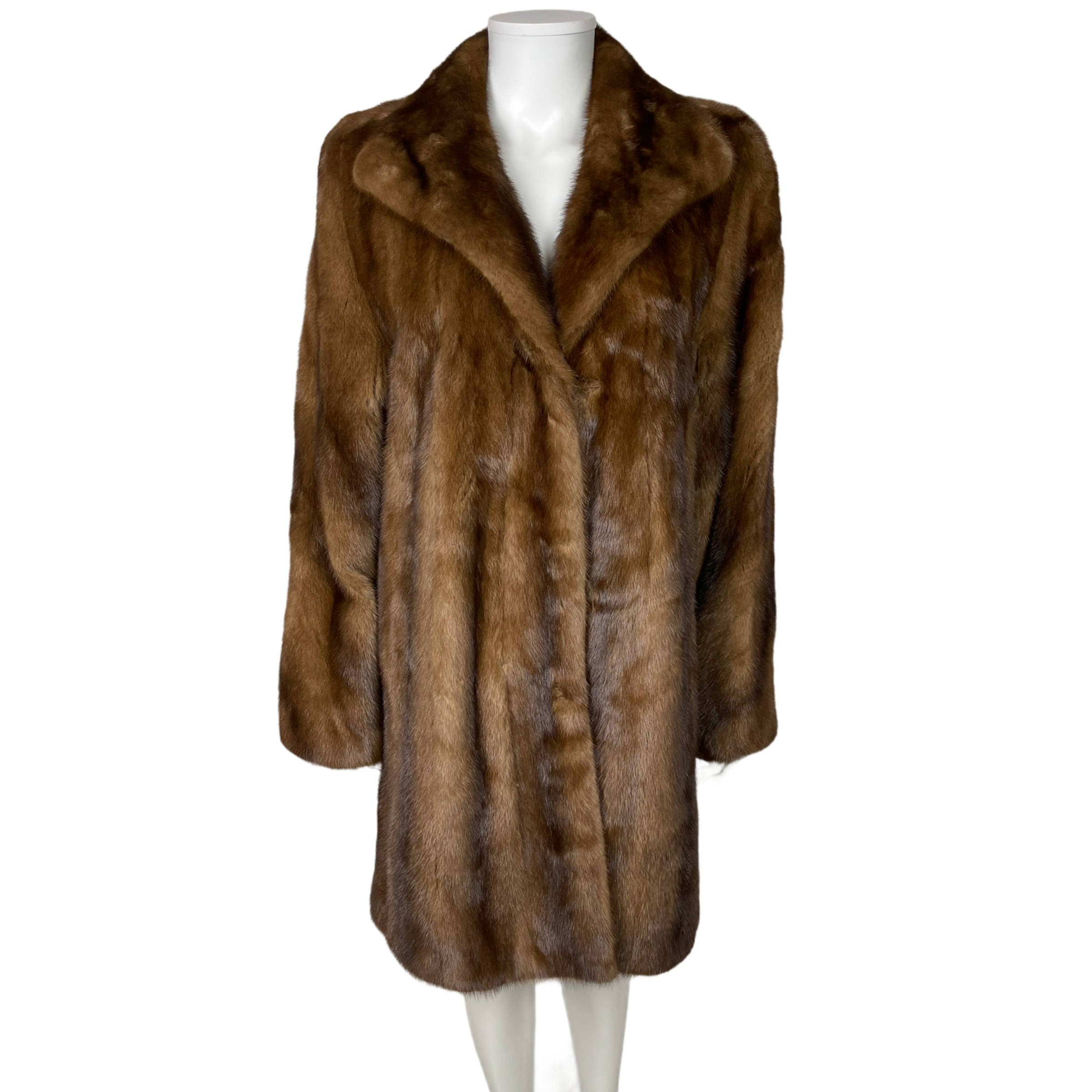 Vintage Louis Feraud Mink Coat Brown Female Pelts Size M L