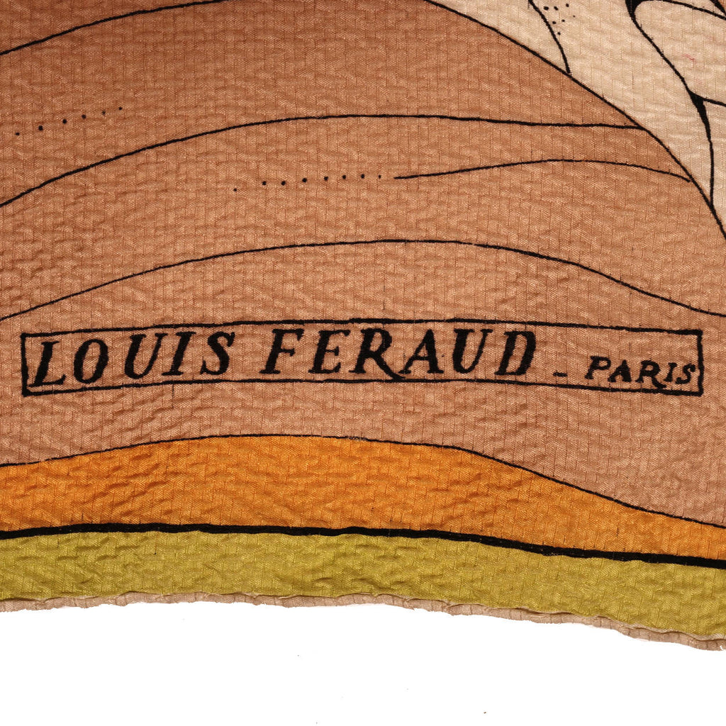 Vintage Louis Feraud Paris Plisse Silk Scarf 1960s Mod Art Nouveau Lady Graphic - Poppy's Vintage Clothing