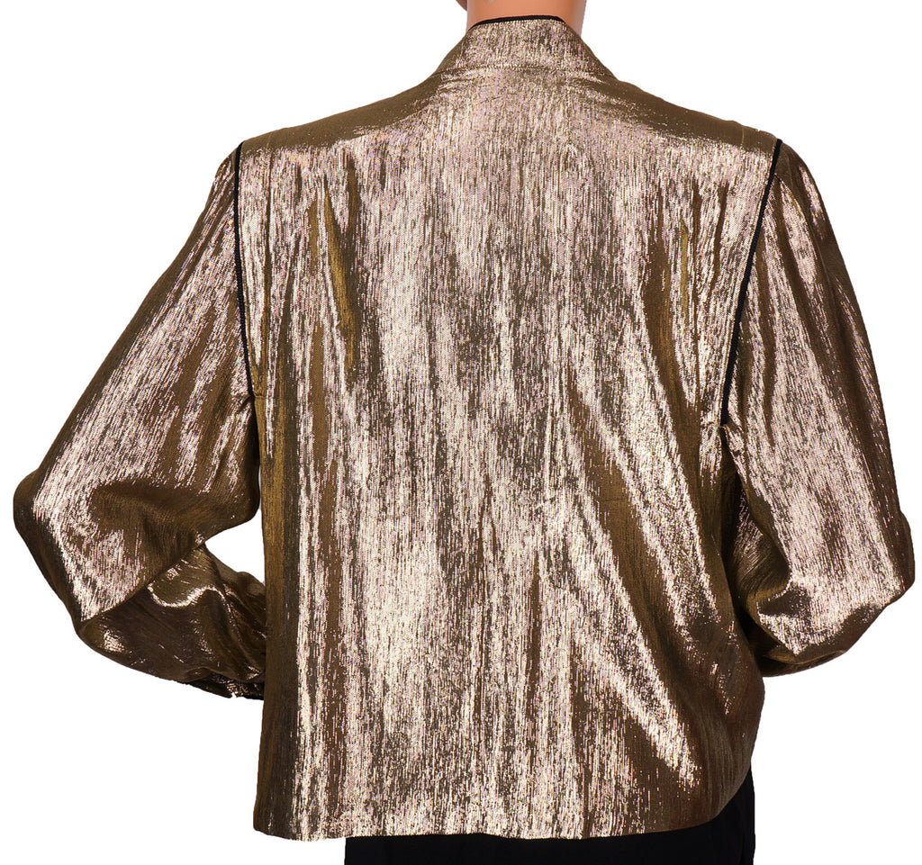 Vintage 1980s Louis Feraud Gold Lamé Jacket Ladies - Size 10 - Poppy's Vintage Clothing