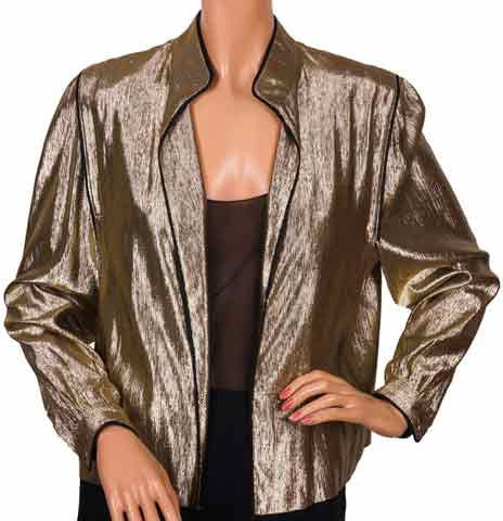 Vintage 1980s Louis Feraud Gold Lamé Jacket Ladies - Size 10