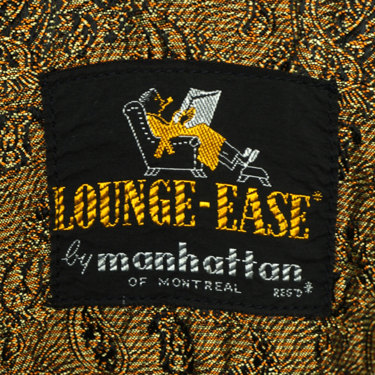 Vintage 1950s Mens Dressing Gown Gold Paisley Ptn Lounge Ease by Manhattan M L - Poppy's Vintage Clothing