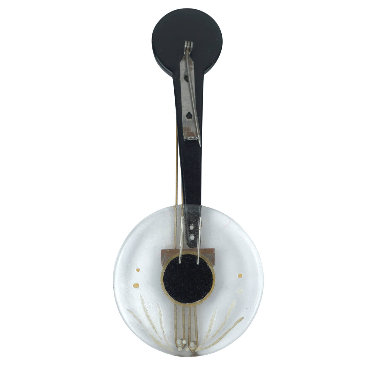 Vintage 1930s Lucite &amp; Bakelite Banjo Brooch - Poppy's Vintage Clothing