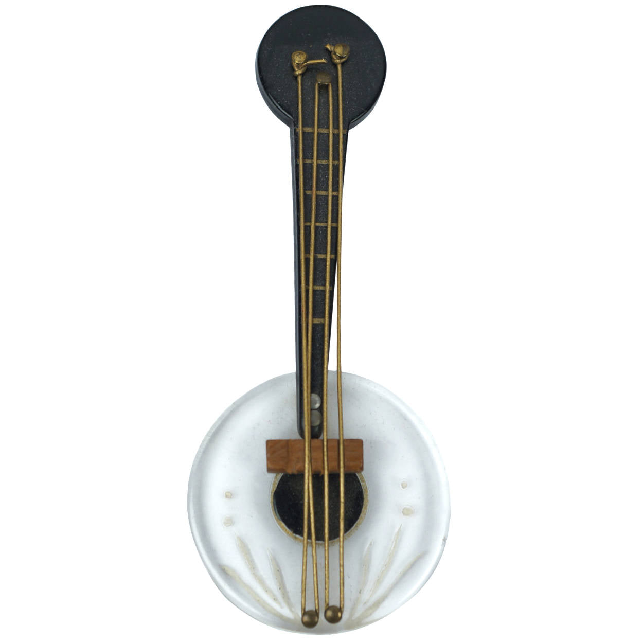 Vintage 1930s Lucite &amp; Bakelite Banjo Brooch - Poppy's Vintage Clothing