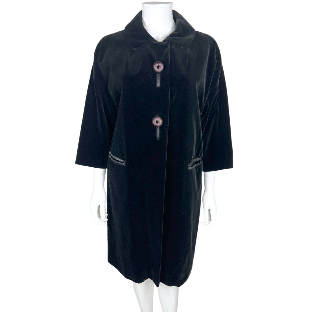 1960s Vintage Black Velvet Coat Lydia Sperlich Rainmaster M