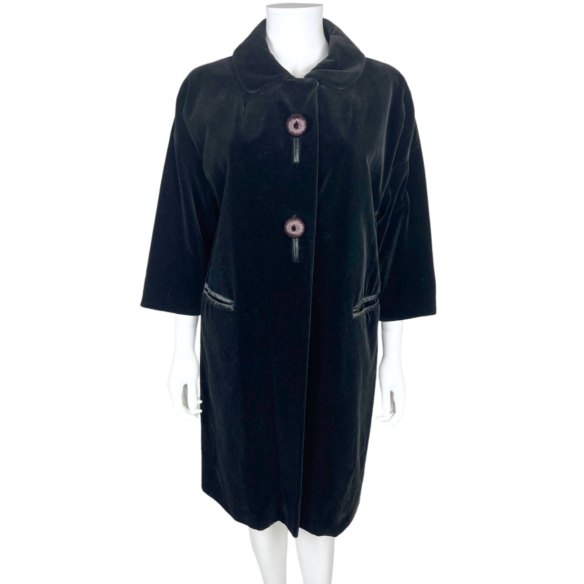 1960s Vintage Black Velvet Coat Lydia Sperlich Rainmaster M