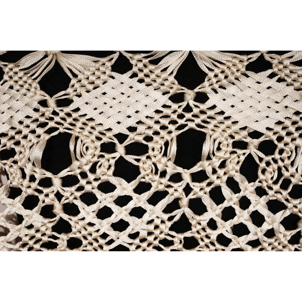 Vintage Macrame Ribbon Lace Shawl Hand Knotted Wrap - Poppy's Vintage Clothing