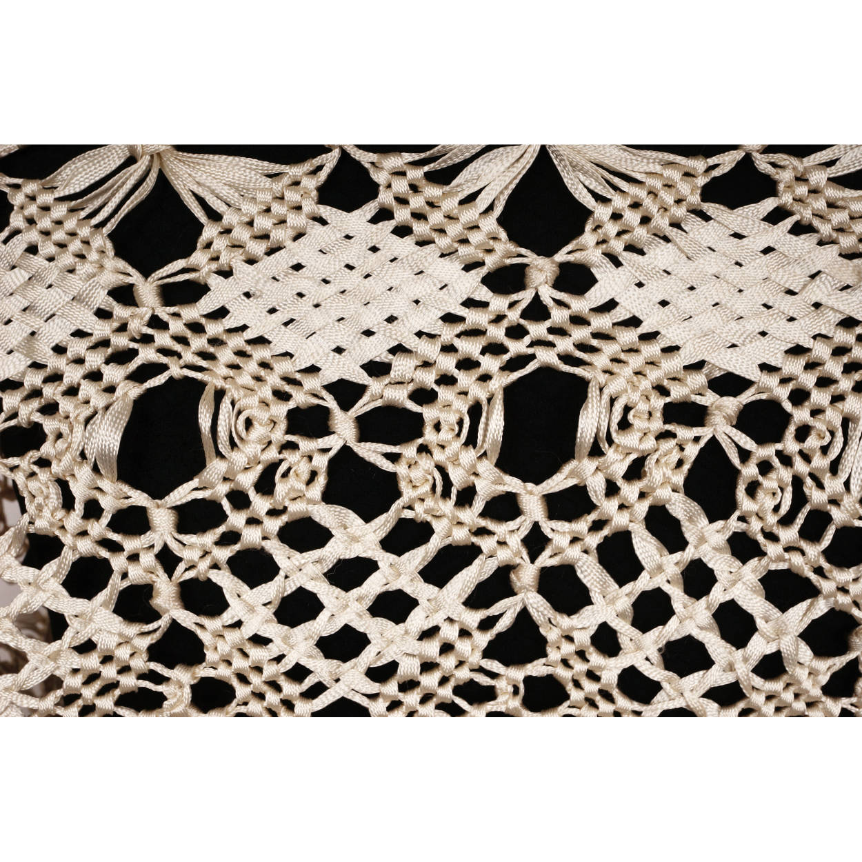 Vintage Macrame Ribbon Lace Shawl Hand Knotted Wrap - Poppy's Vintage Clothing