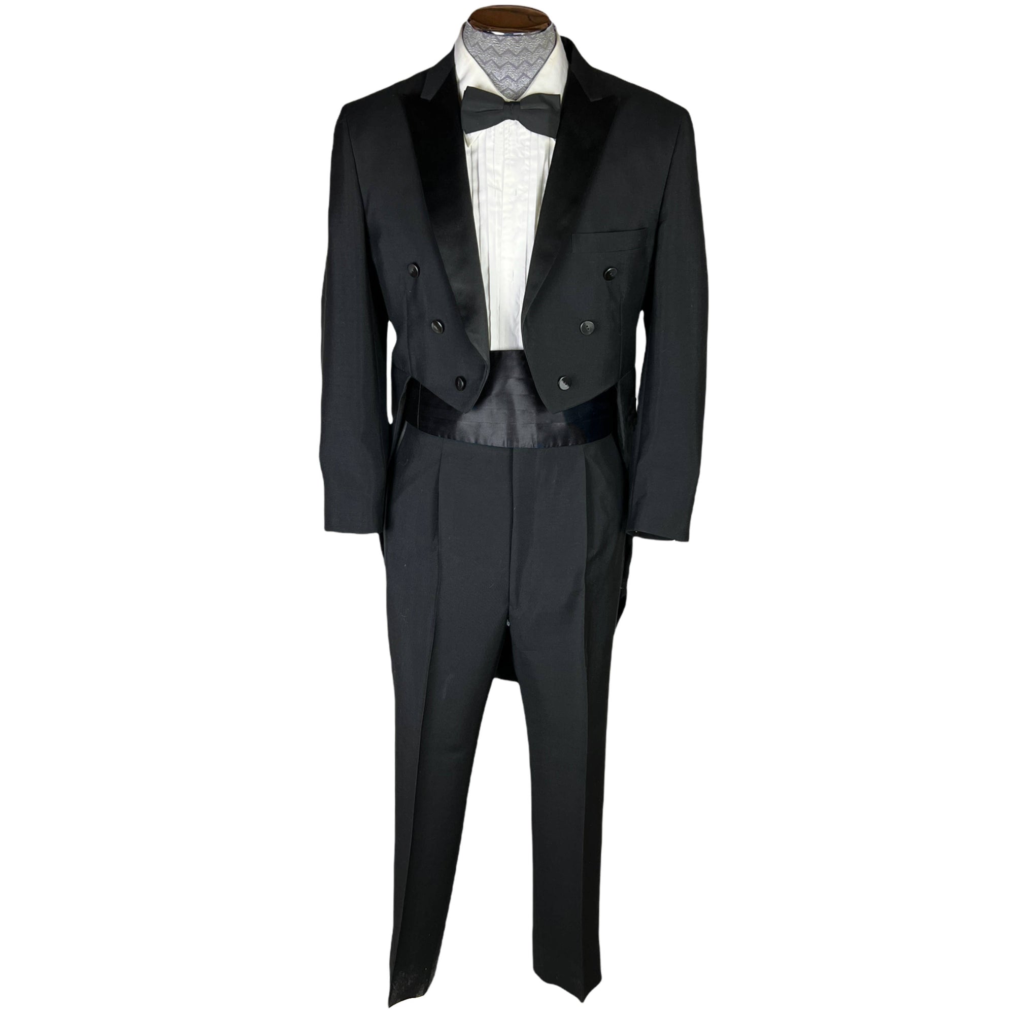 Vintage 1960s Tuxedo Tails Formal Tailcoat 1964 Mohair Blend