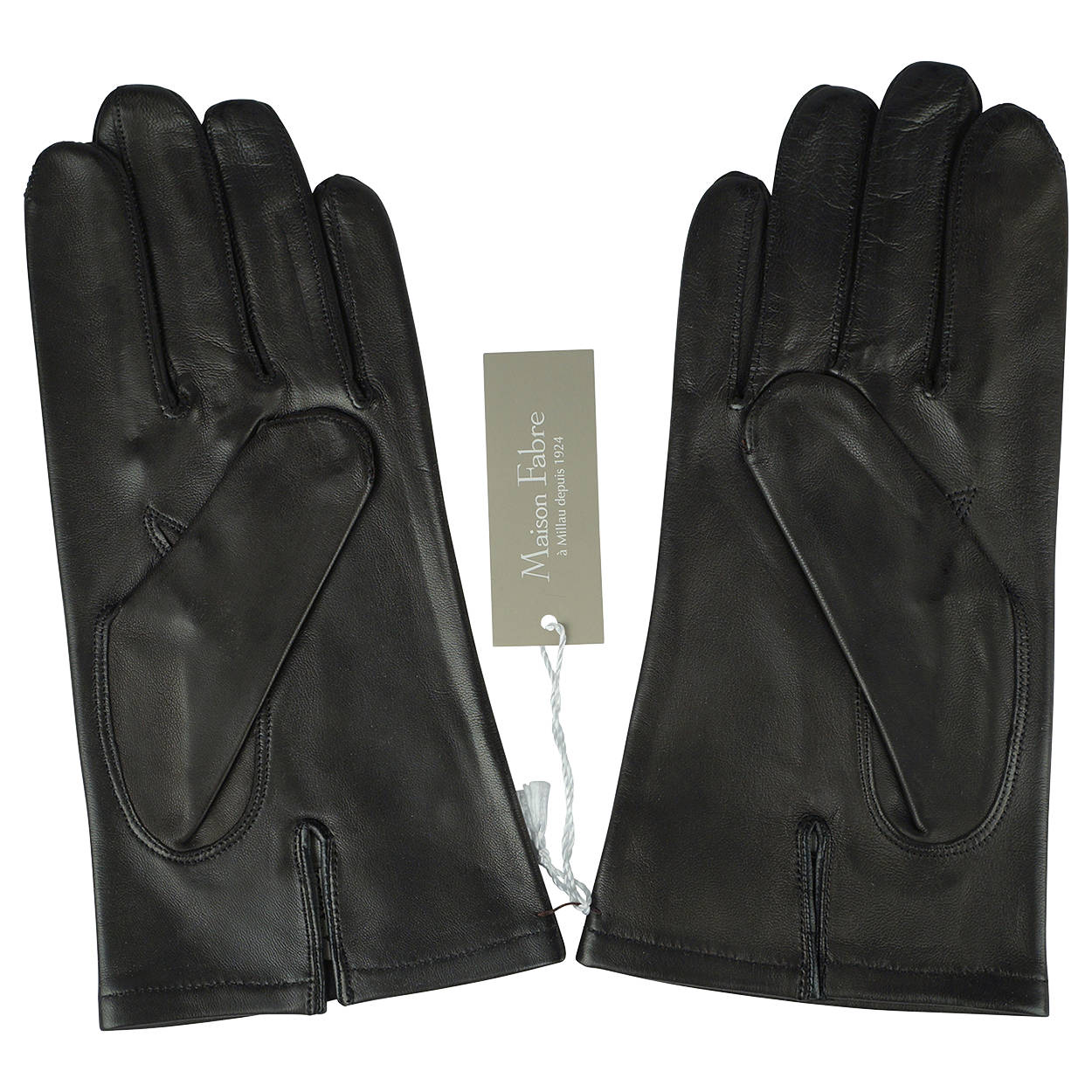 Unused Mens Black Leather Gloves Silk Lined Maison Fabre France NWT Size 9 1/2 - Poppy's Vintage Clothing