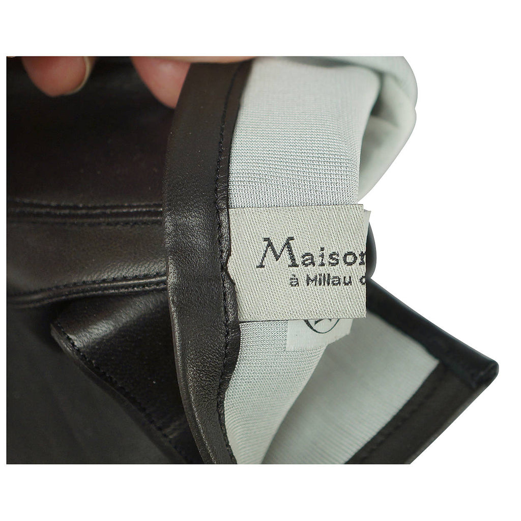 Unused Mens Black Leather Gloves Silk Lined Maison Fabre France NWT Size 9 1/2 - Poppy's Vintage Clothing