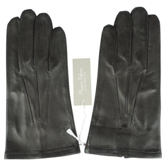 Unused Mens Black Leather Gloves Silk Lined Maison Fabre France NWT Size 9 1/2 - Poppy's Vintage Clothing