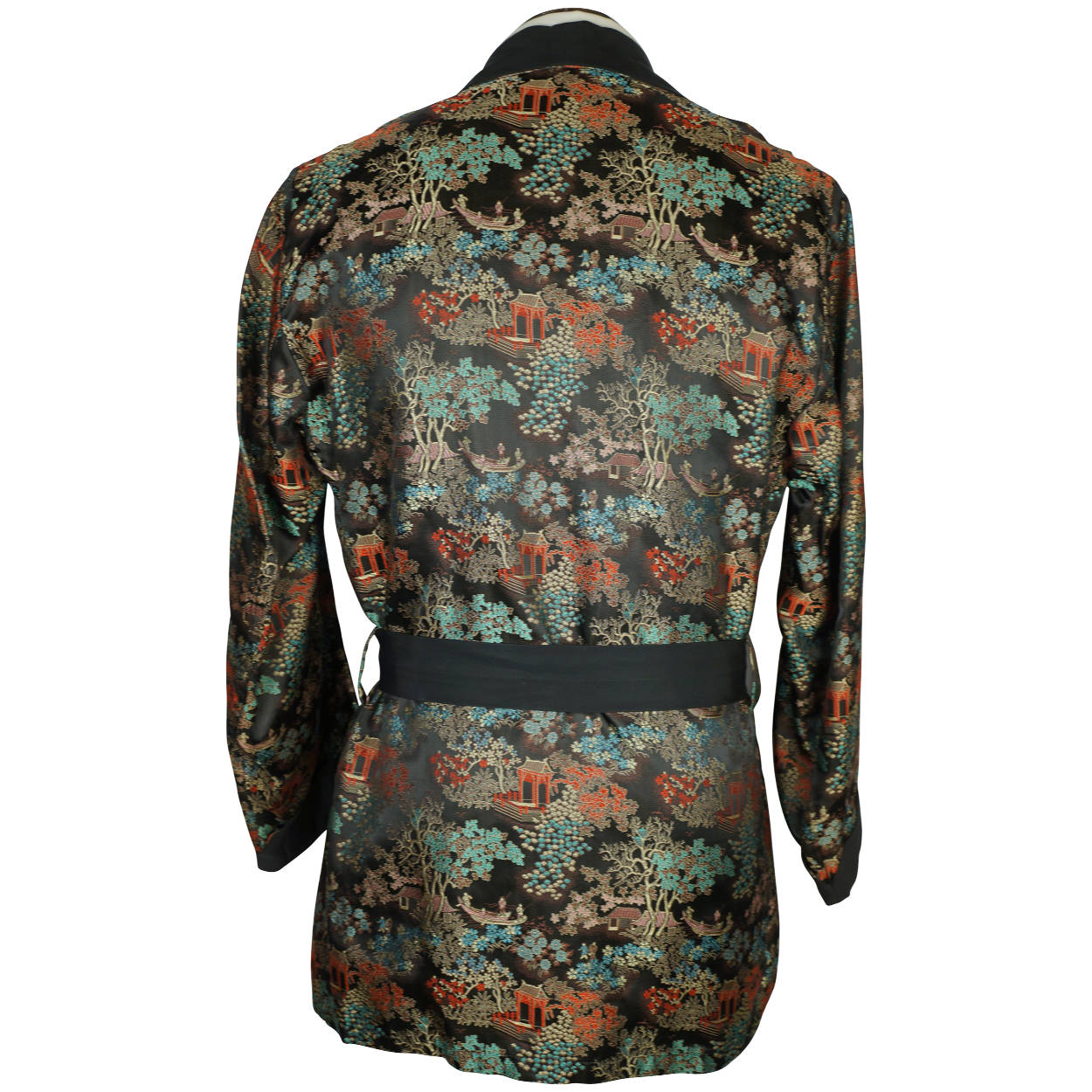 Vintage 70s Mens Smoking Jacket Short Lounging Robe Size L - Poppy's Vintage Clothing