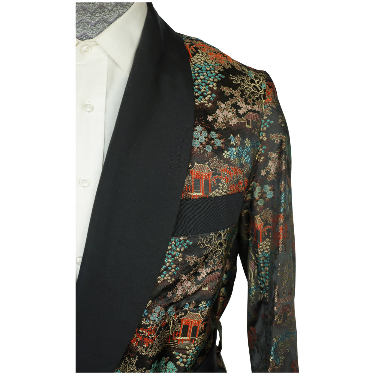 Vintage 70s Mens Smoking Jacket Short Lounging Robe Size L - Poppy's Vintage Clothing