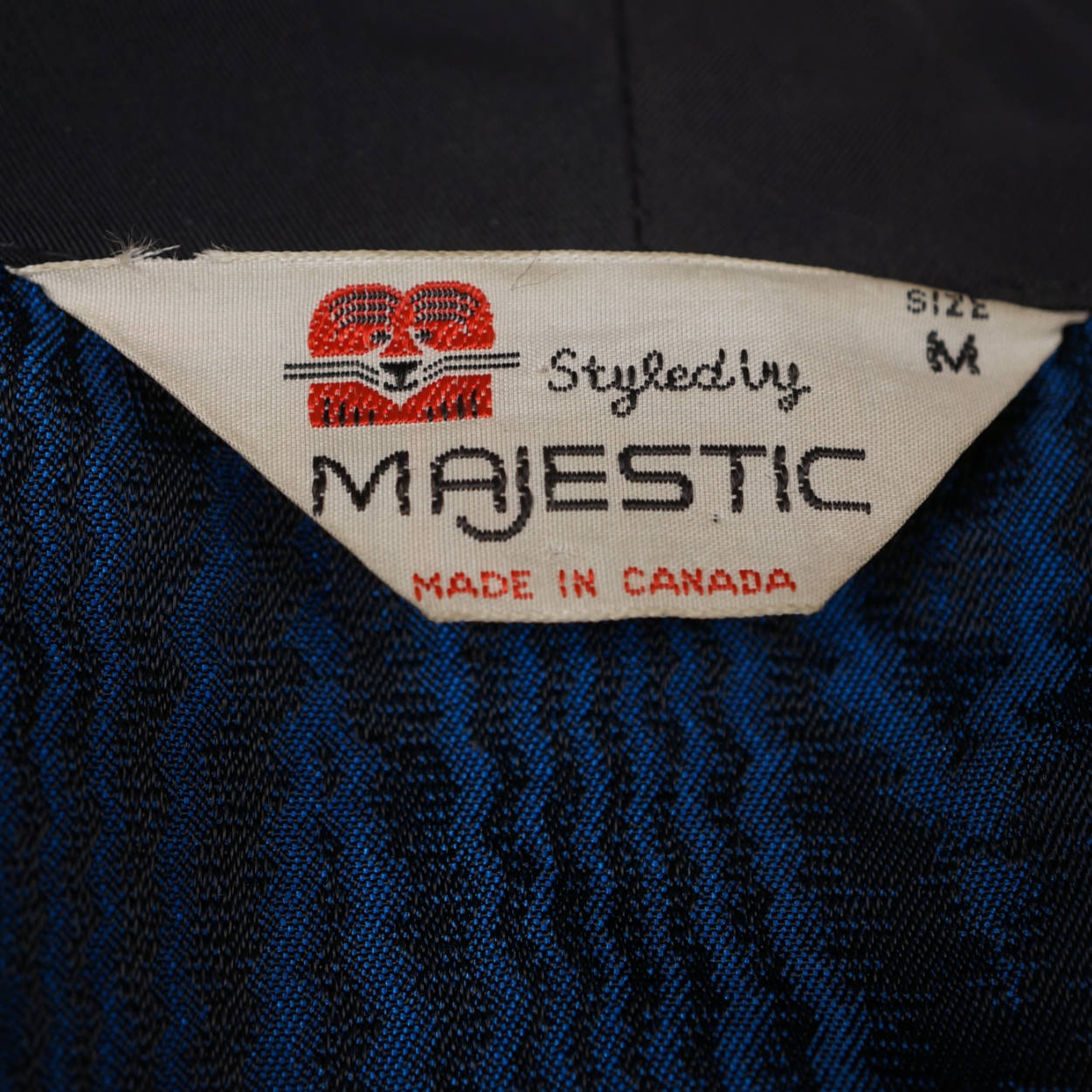 Vintage Majestic Smoking Jacket Robe Blue &amp; Black Moire 1950s 60s Size M - Poppy's Vintage Clothing