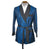Vintage Majestic Smoking Jacket Robe Blue &amp; Black Moire 1950s 60s Size M - Poppy's Vintage Clothing